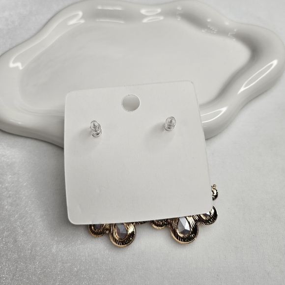 Women's Gold Rhinestone Crystal Statement Earrings Prom Jewelry Fashion Jewelry - Picture 7 of 8